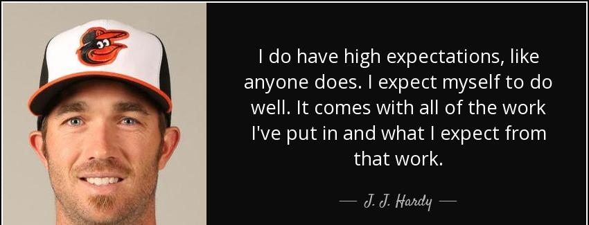 quote i do have high expectations like anyone does i expect myself to do well it comes with j j hardy Quotes