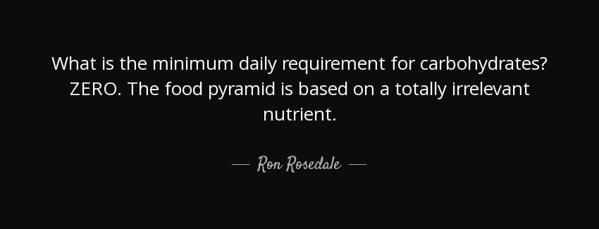 quote what is the minimum daily requirement for carbohydrates zero the food pyramid is based ron rosedale Quotes