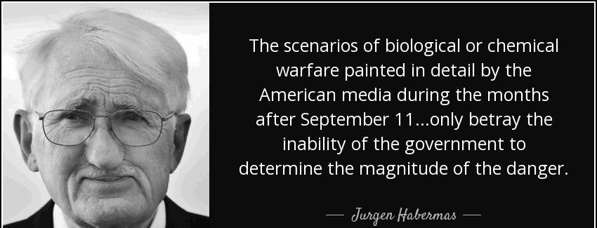 quote the scenarios of biological or chemical warfare painted in detail by the american media jurgen habermas Quotes