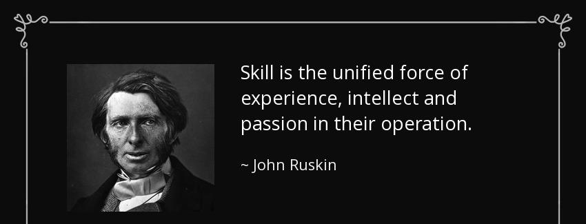 quote skill is the unified force of experience intellect and passion in their operation john ruskin Quotes