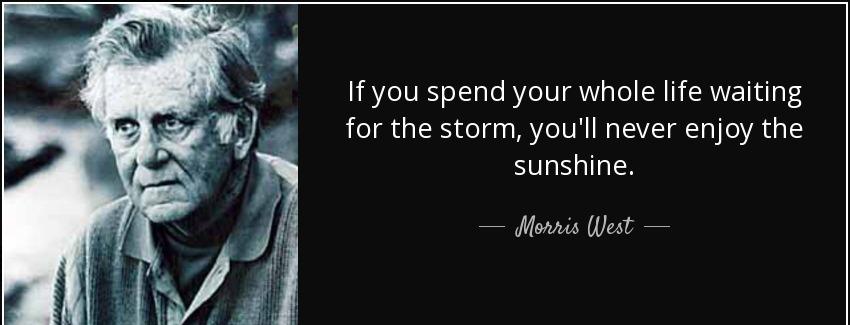 quote if you spend your whole life waiting for the storm you ll never enjoy the sunshine morris west Quotes