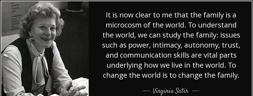 quote it is now clear to me that the family is a microcosm of the world to understand the virginia satir Quotes