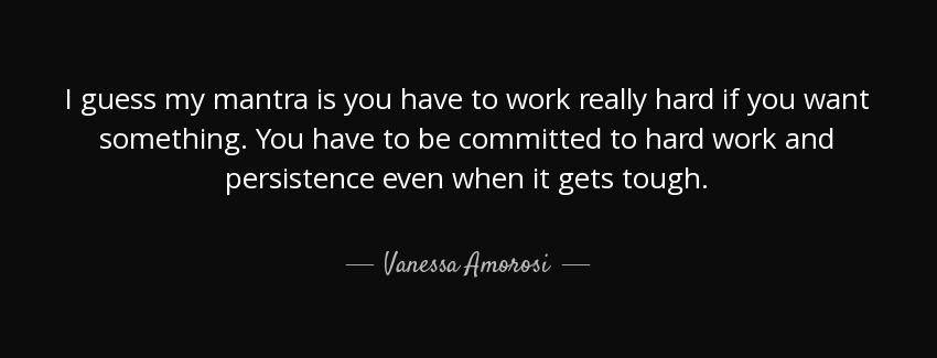 quote i guess my mantra is you have to work really hard if you want something you have to vanessa amorosi Quotes