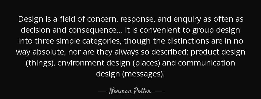 quote design is a field of concern response and enquiry as often as decision and consequence norman potter Quotes
