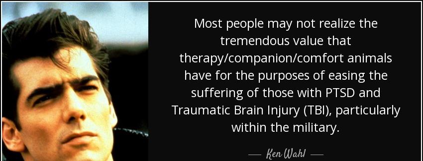 quote most people may not realize the tremendous value that therapy companion comfort animals ken wahl Quotes