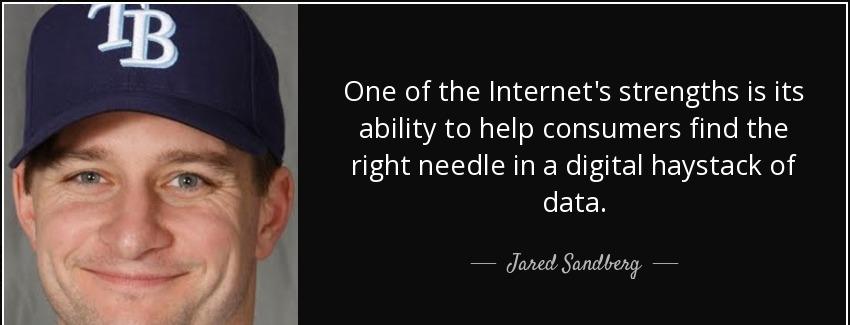 quote one of the internet s strengths is its ability to help consumers find the right needle jared sandberg Quotes