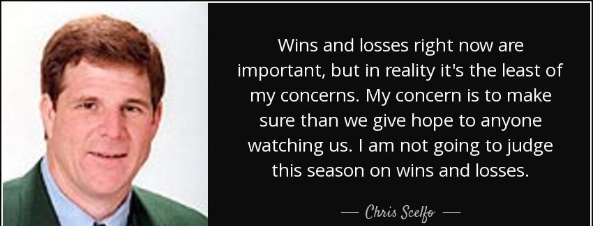 quote wins and losses right now are important but in reality it s the least of my concerns chris scelfo Quotes