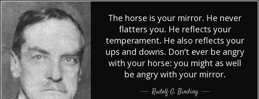 quote the horse is your mirror he never flatters you he reflects your temperament he also rudolf g binding Quotes