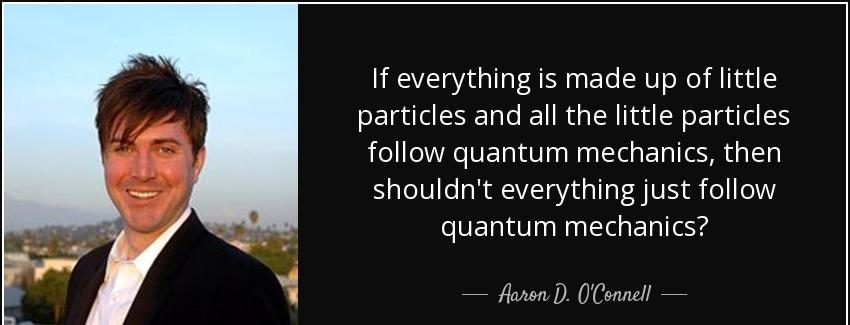 quote if everything is made up of little particles and all the little particles follow quantum aaron d o connell Quotes