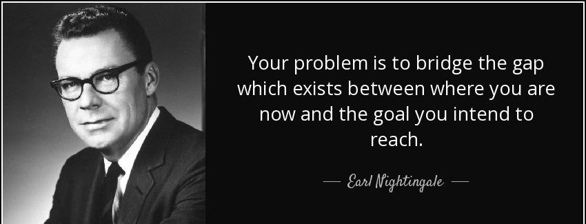 quote your problem is to bridge the gap which exists between where you are now and the goal earl nightingale Quotes