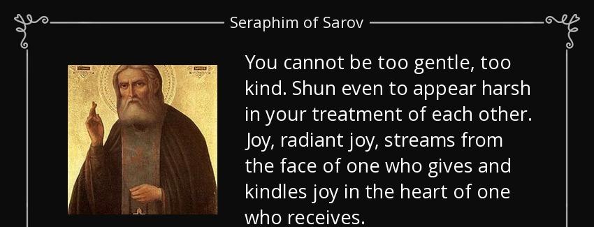 quote you cannot be too gentle too kind shun even to appear harsh in your treatment of each seraphim of sarov Quotes