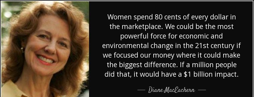 quote women spend 80 cents of every dollar in the marketplace we could be the most powerful diane maceachern Quotes