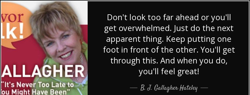 quote don t look too far ahead or you ll get overwhelmed just do the next apparent thing keep b j gallagher hateley Quotes