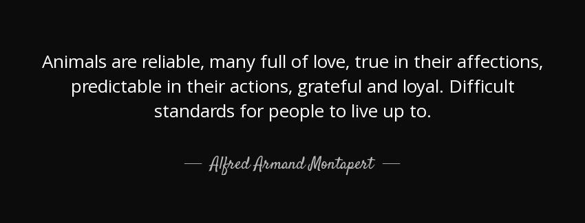 quote animals are reliable many full of love true in their affections predictable in their alfred armand montapert Quotes