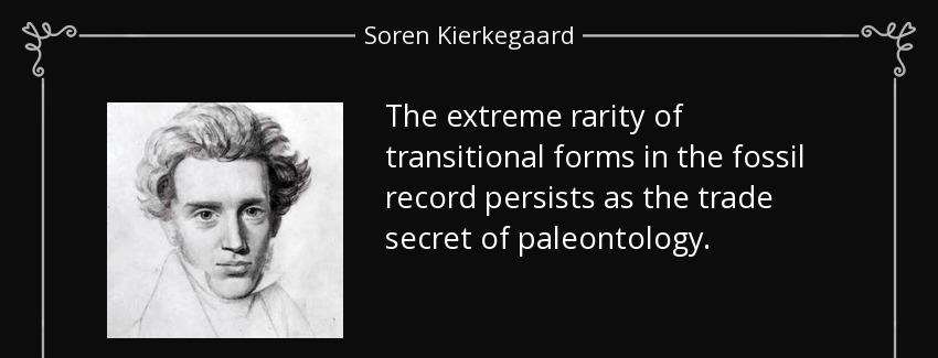 quote the extreme rarity of transitional forms in the fossil record persists as the trade soren kierkegaard Quotes