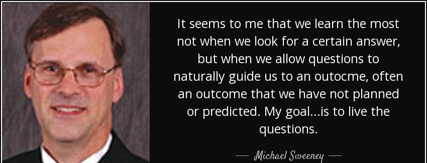quote it seems to me that we learn the most not when we look for a certain answer but when michael sweeney Quotes