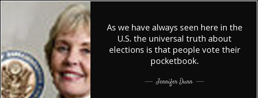 quote as we have always seen here in the u s the universal truth about elections is that people jennifer dunn Quotes