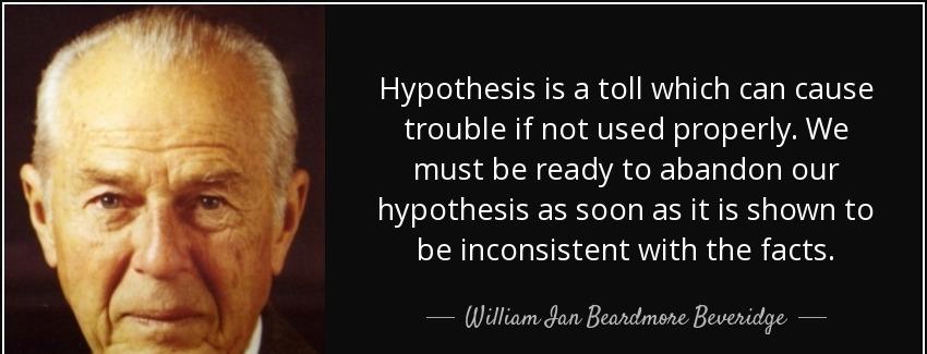 quote hypothesis is a toll which can cause trouble if not used properly we must be ready to william ian beardmore beveridge Quotes