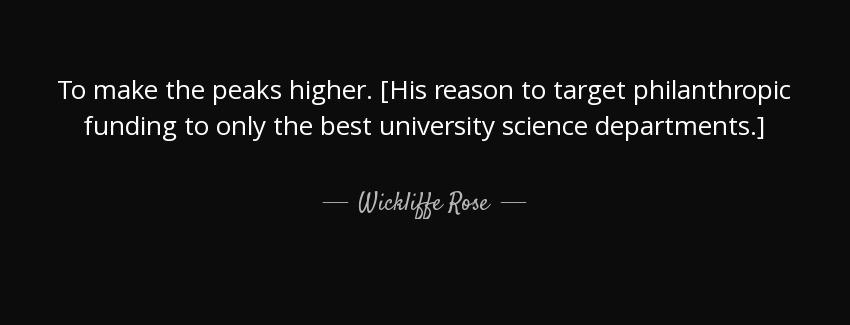 quote to make the peaks higher his reason to target philanthropic funding to only the best wickliffe rose Quotes