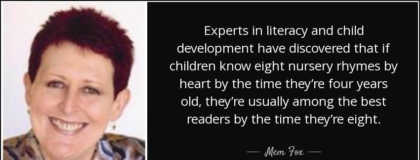 quote experts in literacy and child development have discovered that if children know eight mem fox Quotes