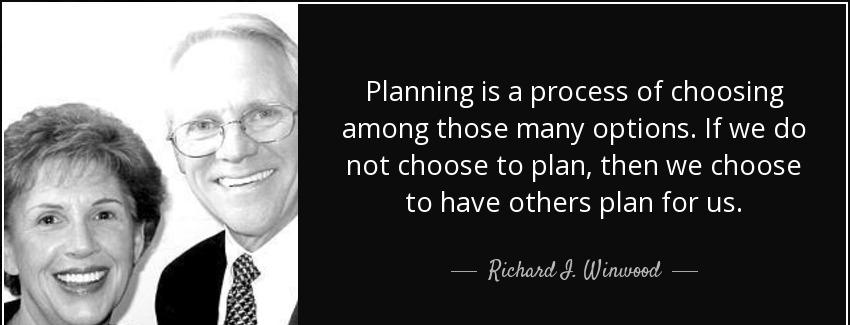 quote planning is a process of choosing among those many options if we do not choose to plan richard i winwood Quotes