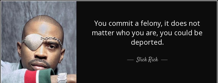 quote you commit a felony it does not matter who you are you could be deported slick rick Quotes