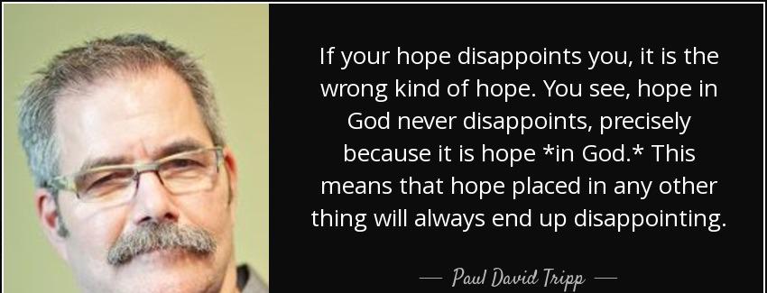 quote if your hope disappoints you it is the wrong kind of hope you see hope in god never paul david tripp Quotes