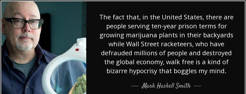 quote the fact that in the united states there are people serving ten year prison terms for mark haskell smith Quotes