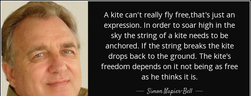 quote a kite can t really fly free that s just an expression in order to soar high in the simon napier bell Quotes