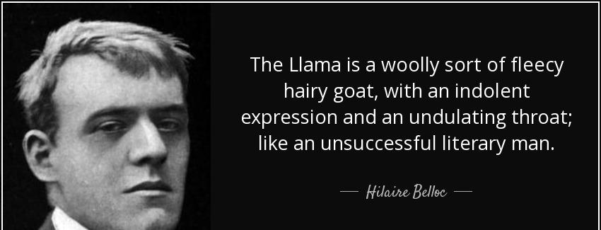 quote the llama is a woolly sort of fleecy hairy goat with an indolent expression and an undulating hilaire belloc Quotes