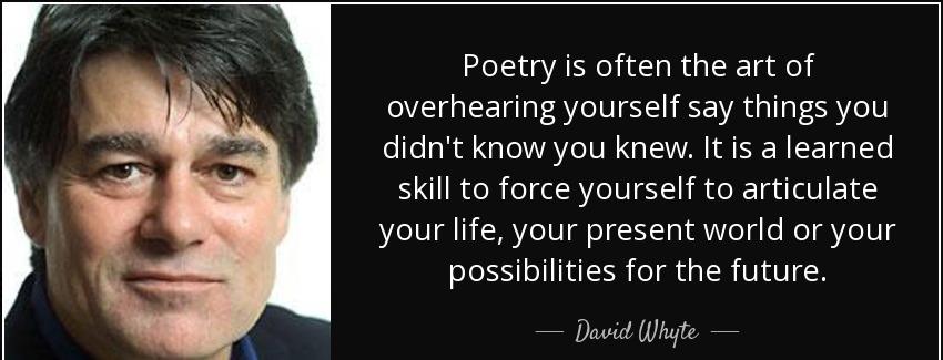quote poetry is often the art of overhearing yourself say things you didn t know you knew david whyte Quotes