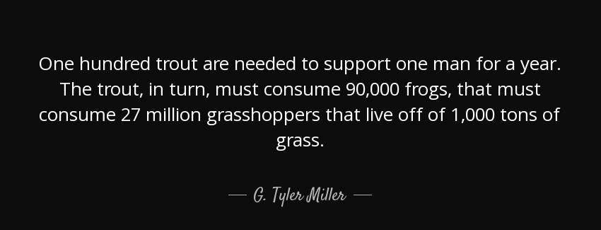 quote one hundred trout are needed to support one man for a year the trout in turn must consume g tyler miller Quotes