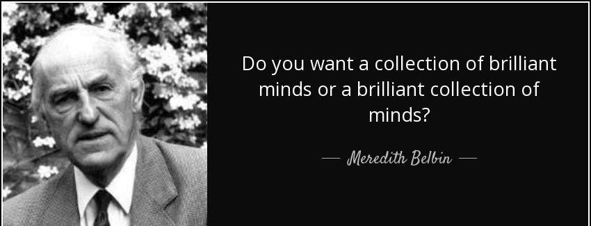 quote do you want a collection of brilliant minds or a brilliant collection of minds meredith belbin Quotes
