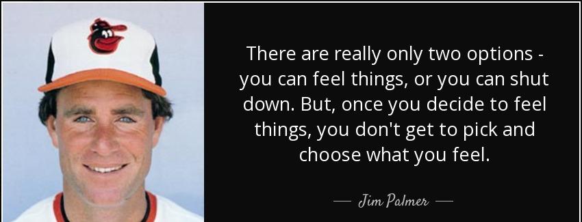 quote there are really only two options you can feel things or you can shut down but once jim palmer Quotes