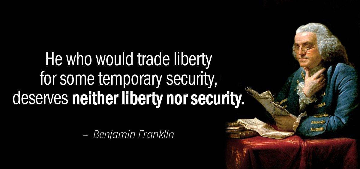 Quotation Benjamin Franklin He who would trade liberty for some temporary security deserves Quotes