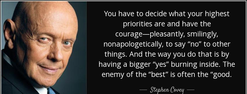 quote you have to decide what your highest priorities are and have the courage pleasantly stephen covey Quotes