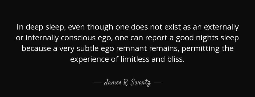 quote in deep sleep even though one does not exist as an externally or internally conscious james r swartz Quotes