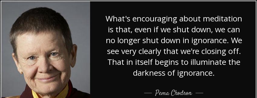 quote what s encouraging about meditation is that even if we shut down we can no longer shut pema chodron Quotes