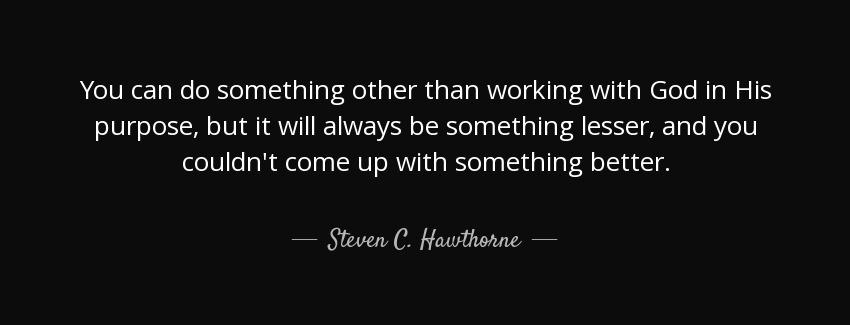 quote you can do something other than working with god in his purpose but it will always be steven c hawthorne Quotes