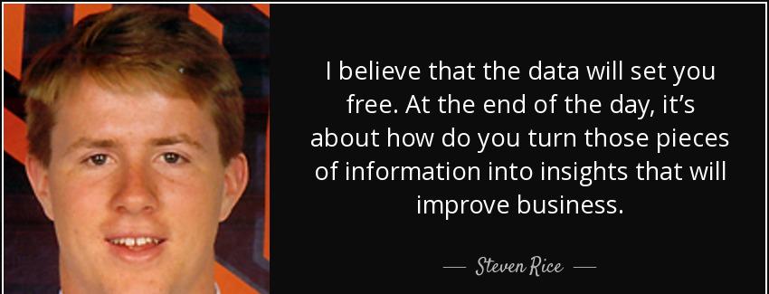 quote i believe that the data will set you free at the end of the day it s about how do you steven rice Quotes