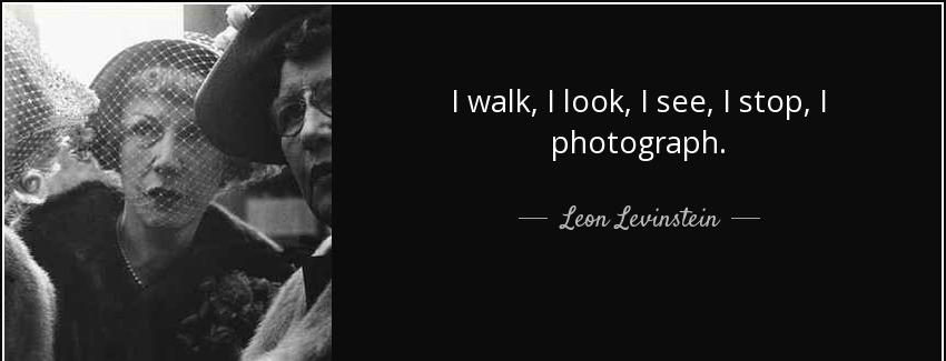 quote i walk i look i see i stop i photograph leon levinstein Quotes