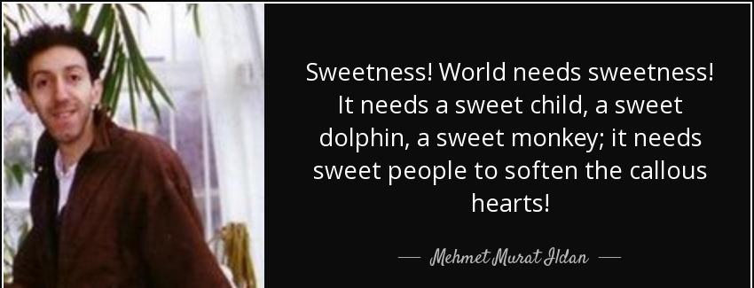 quote sweetness world needs sweetness it needs a sweet child a sweet dolphin a sweet monkey mehmet murat ildan Quotes