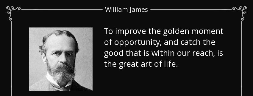 quote to improve the golden moment of opportunity and catch the good that is within our reach william james Quotes