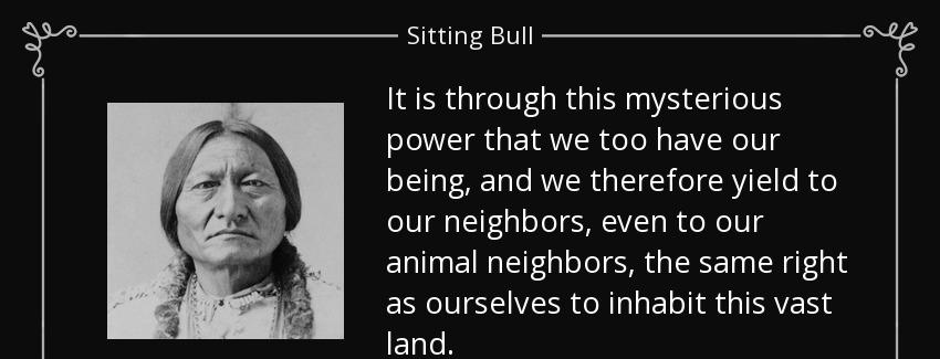 quote it is through this mysterious power that we too have our being and we therefore yield sitting bull Quotes