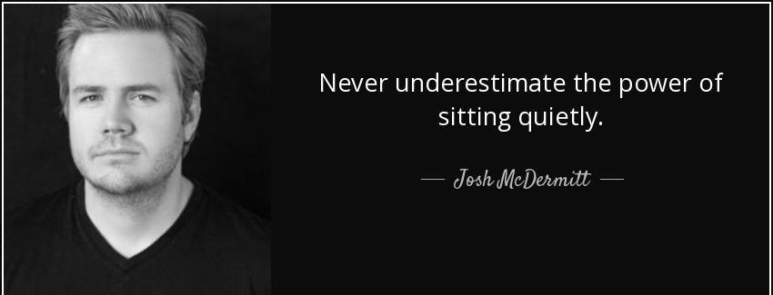 quote never underestimate the power of sitting quietly josh mcdermitt Quotes