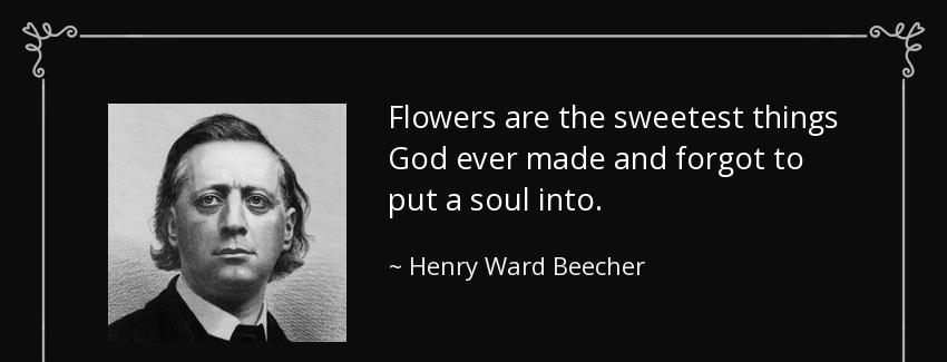 quote flowers are the sweetest things god ever made and forgot to put a soul into henry ward beecher Quotes