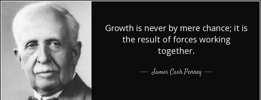 quote growth is never by mere chance it is the result of forces working together james cash penney Quotes