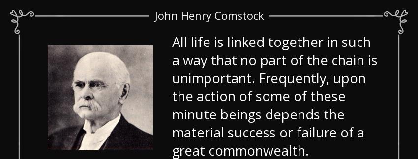 quote all life is linked together in such a way that no part of the chain is unimportant frequently john henry comstock Quotes