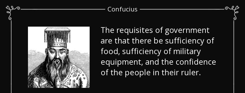 quote the requisites of government are that there be sufficiency of food sufficiency of military confucius Quotes