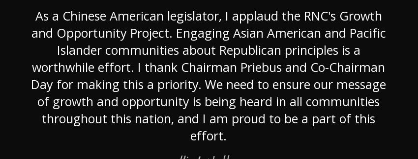 quote as a chinese american legislator i applaud the rnc s growth and opportunity project kimberly yee Quotes